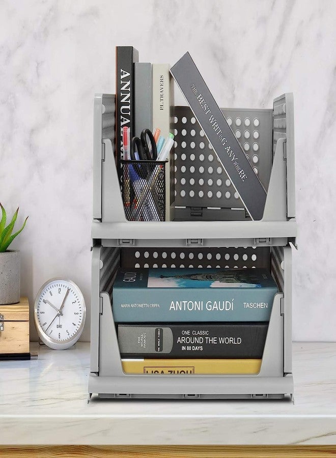 رايلان منظم ملابس ريلان لخزانة الملابس، منظم خزانة ملابس قابل للطي والتكديس، منظم أدراج ملابس متعدد الأغراض، قمصان وبلوزات بلاستيكية (عبوة من 4 قطع) - Image 3